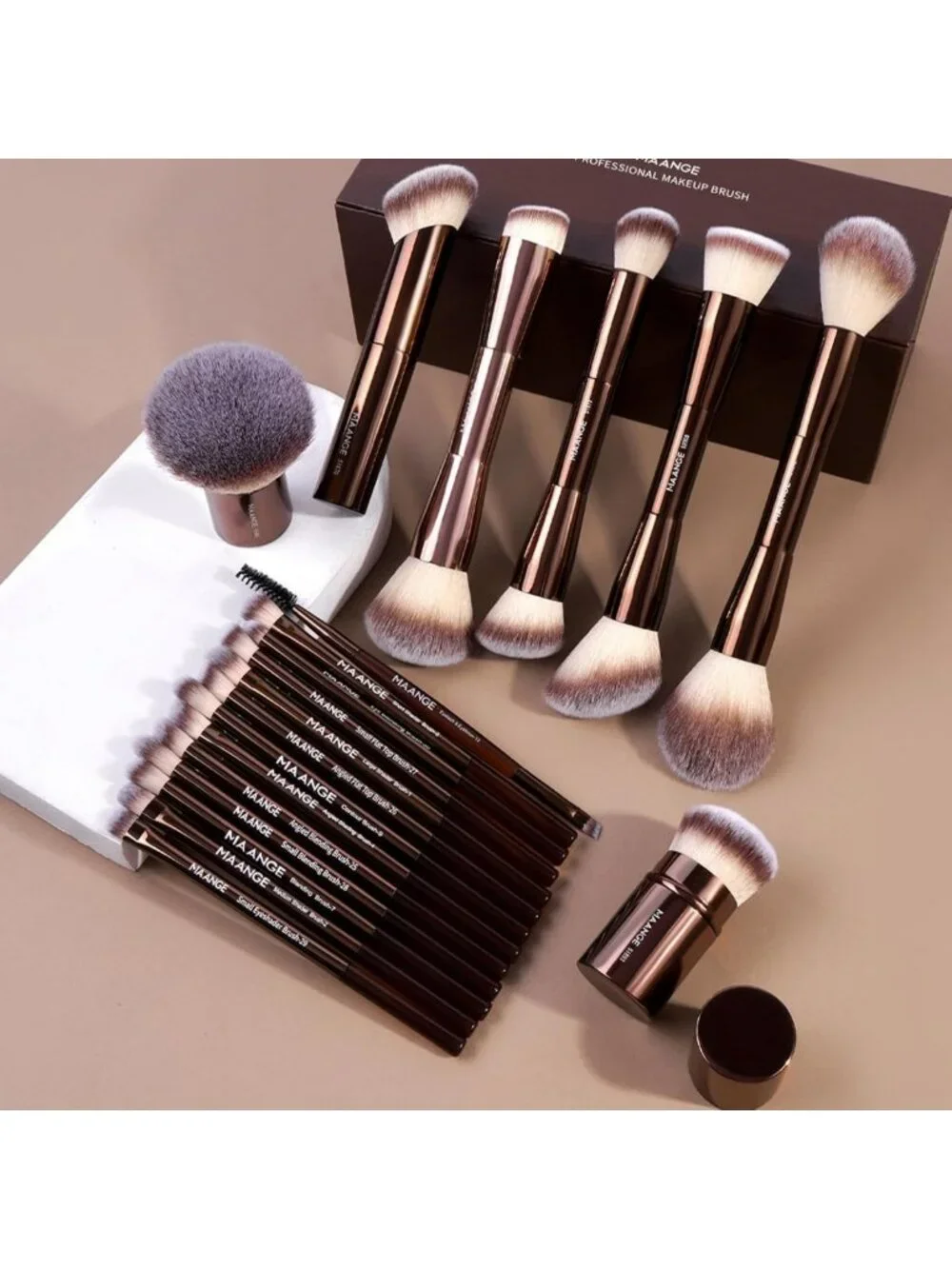 20 Pcs Double-End Makeup Brushes Set with Gift Box for Blending & Buffing